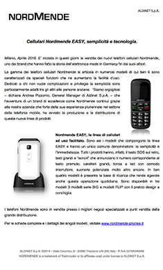 Cellulari Nordmende EASY, semplicità e tecnologia