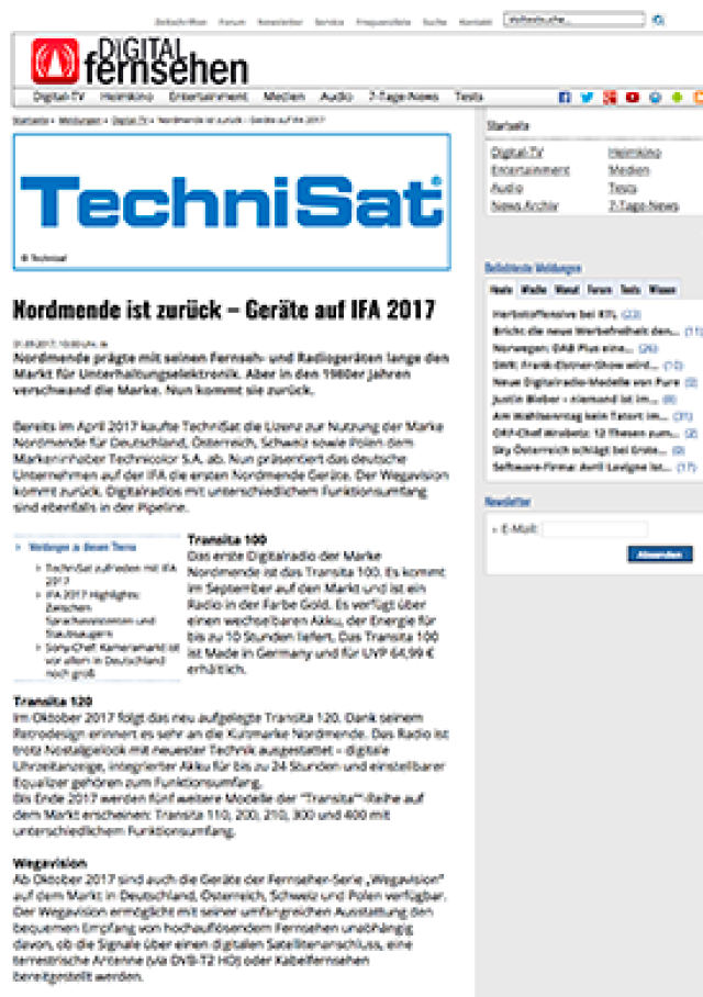 Nordmende ist zurück – Geräte auf IFA 2017