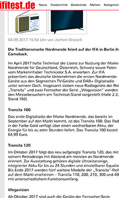 IFA 2017: Nordmende ist wieder da mit Digitalradios und Fernseher