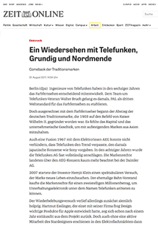 Ein Wiedersehen mit Telefunken, Grundig und Nordmende