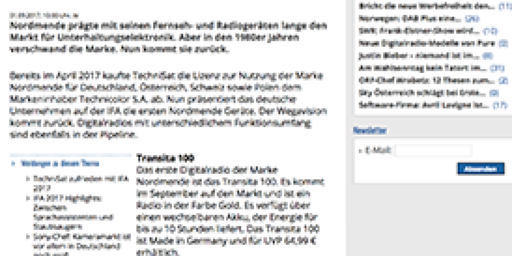 Nordmende ist zurück – Geräte auf IFA 2017