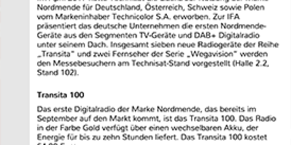 IFA 2017: Nordmende ist wieder da mit Digitalradios und Fernseher